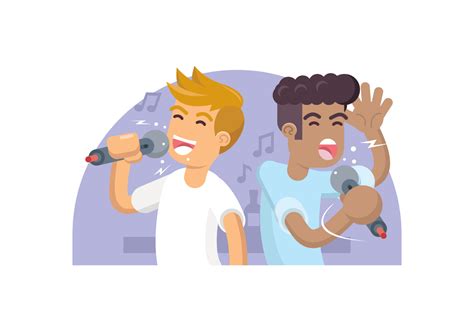 Two Friends Singing Karaoke Illustration 149799 Vector Art at Vecteezy