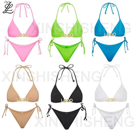 Custom Bikini String Split Body Swimsuit Shiny Fabric Bathing Suits