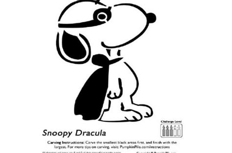 Peanuts Snoopy As Dracula Free Halloween Pumpkin Carving Stencil