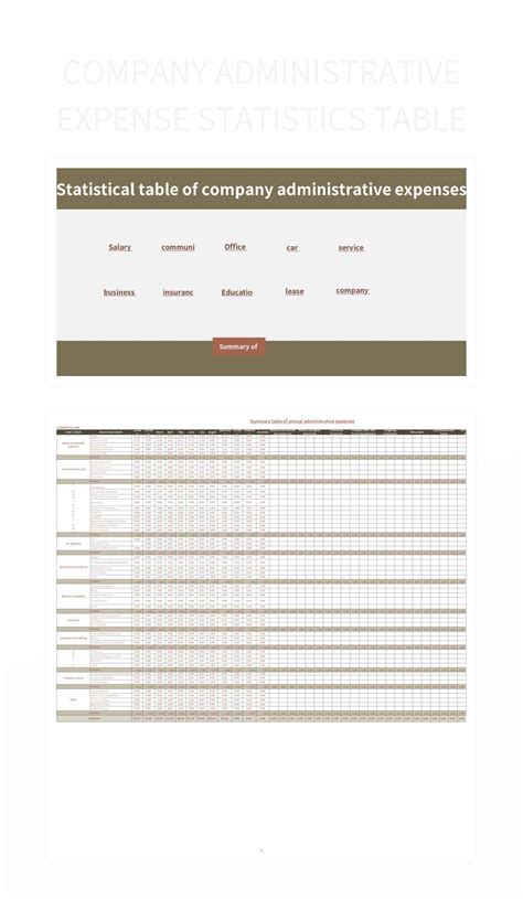 Company Administrative Expense Statistics Table Excel Template And