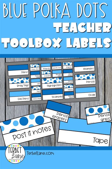 Blue Polka Dot Teacher Toolbox Labels Teacher Toolbox Labels Teacher