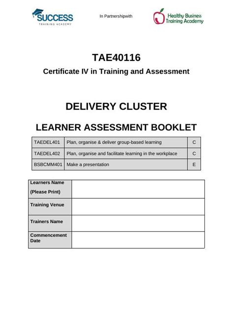 Learner Assessment Booklet 2022