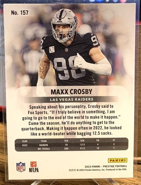 Maxx Crosby Panini Prestige Football Xtra Points Diamond Lv