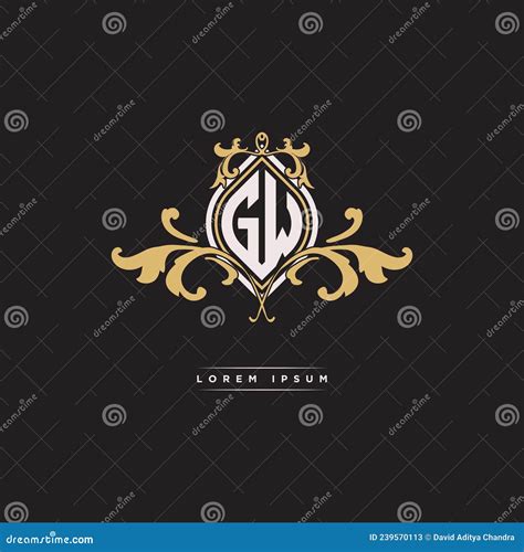 Gw Logo Monogram Ornamental Geometric Vintage Style Stock Vector