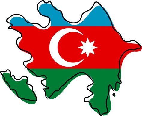 Mapa De Contorno Estilizado Do Azerbaijão Com O ícone Da Bandeira Nacional Mapa De Cores Da