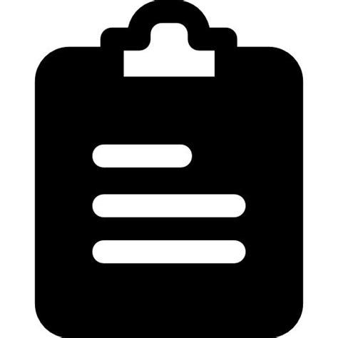 A Black And White Icon Of A Clipboard With Paper On It S Side