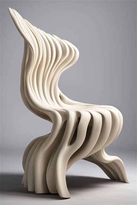 Chair Sculpted From A Single Shell In The Shape Of A Sea Wav By