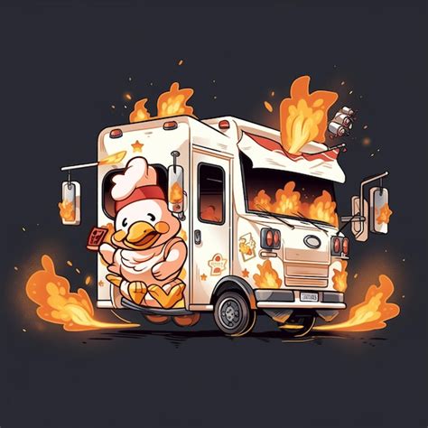 Premium Photo | A chicken truck with a chicken on the top of it