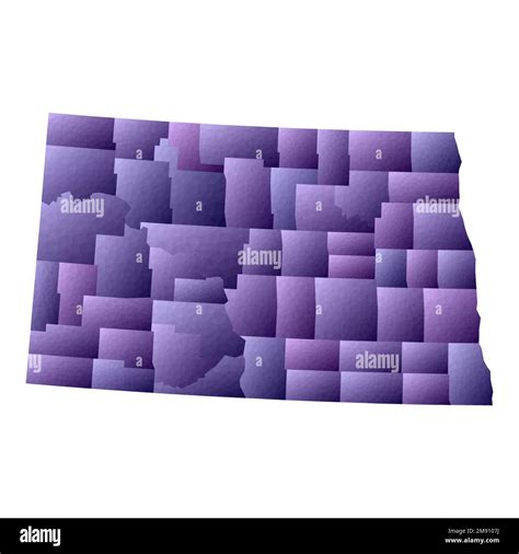 North Dakota Map Geometric Style Us State Outline With Counties Curious Violet Vector