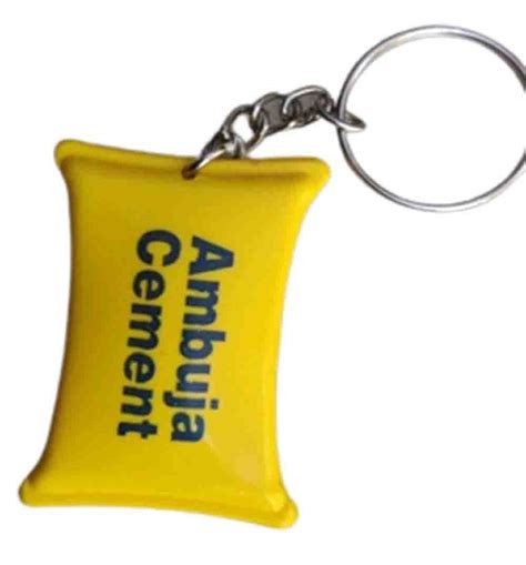 Rectangle Yellow Plastic Promotional Keychain 0 5 Inch Size 3x4 Inch