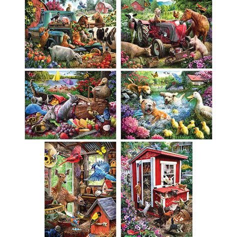 Set Of 6 Larry Jones 500 Piece Jigsaw Puzzles Bits And Pieces