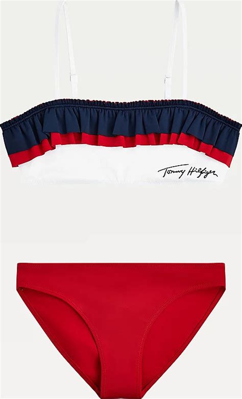 Tommy Hilfiger Παιδικό Μαγιό Μπικίνι Ruffle Bandeau Bikini Set