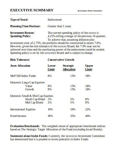 11 Investment Policy Statement Templates In Doc Pdf Free And Premium