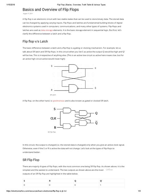 Flip Flop - Basics, Overview, Truth Table & Various Types | PDF ...