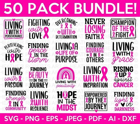 Cancer Awareness Svg Bundle Cancer Svg Breast Cancer Svg Etsy Canada