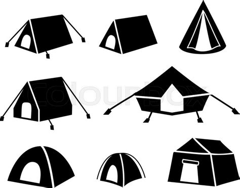 Set Of Tent Icons In Silhouette Style Stock Vector Colourbox