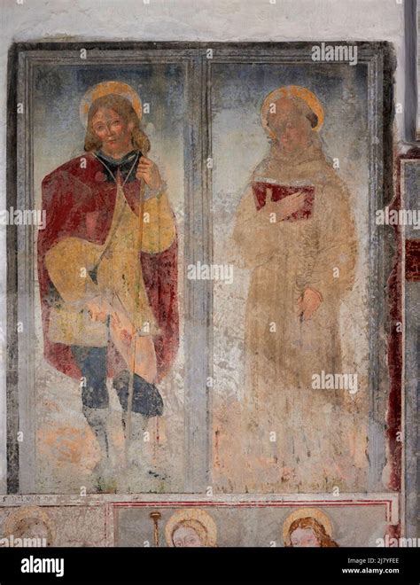 San Rocco E San Bernardino Da Siena Affresco Pittore Bergamasco