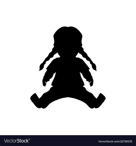 Black Silhouette Of Doll Kids Toy Royalty Free Vector Image