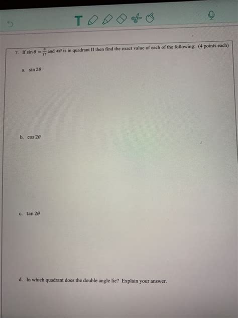 Solved Q 5 ТО 7 If sin 8 and 48 is in quadrant II then find Chegg