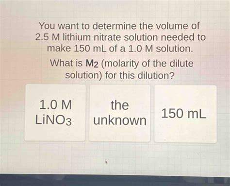 Solved You Want To Determine The Volume Of 2 5 M Lithium Nitrate