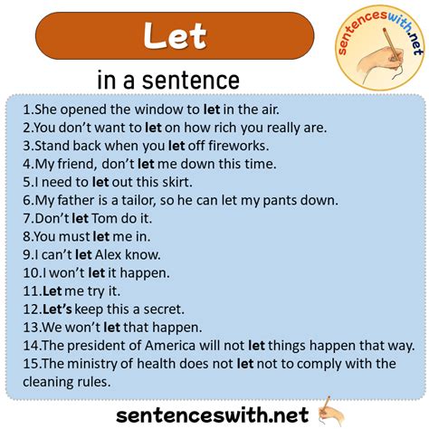 Let in a Sentence, Sentences of Let in English - SentencesWith.Net