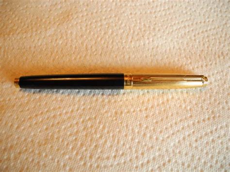 ANCIEN STYLO PLUME or 18 k PARKER France capuchon plaqué vintage EUR