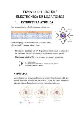 TEMA 1 Estructura Electronica Del Atomo Pdf