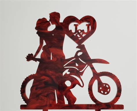 Dirt Bike Couple Wedding Cake Topper Dirtbike Cake Topper Etsy