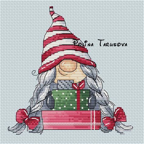 Christmas Gnome T Pattern Crossstitch Hobby Etsy Christmas Cross