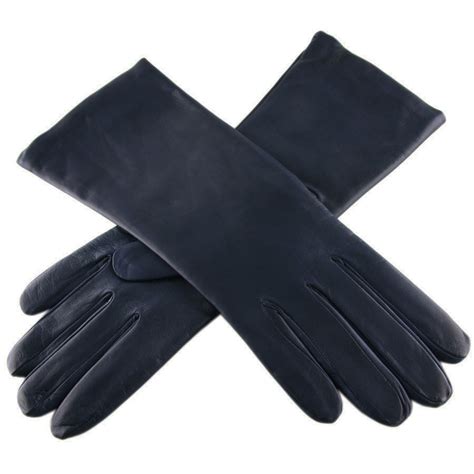 Uk Midnight Navy Blue Leather Gloves With Cashmere Lining In