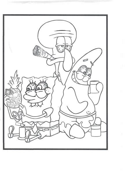 Spongebob Squidward And Patrick Coloring Pages