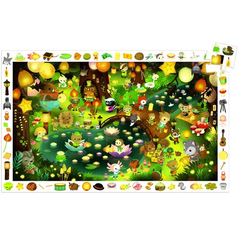 Puzzle 35 pièces Poster et jeu d observation La forêt en fête