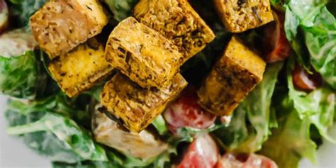 Crispy Tofu Caesar Salad Vegan And Gluten Free