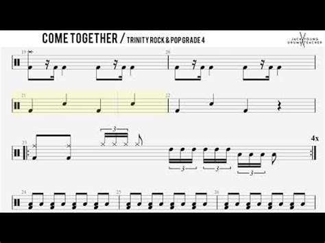 How To Play Come Together Trinity Rock Pop Drums Grade Youtube