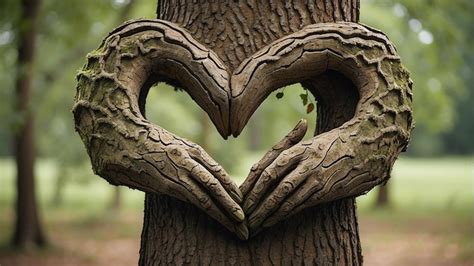 Premium Photo Tree Trunk With Heartshaped Opening And Hands Embracing It