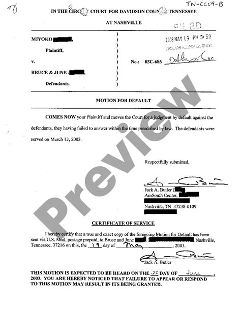 Tennessee Motion For Default Motion For Default Judgment Sample Tennessee Us Legal Forms