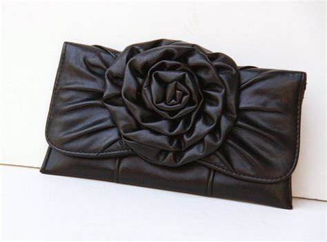 Black Clutch With Flower Black Wedding Evening Bag Clutch