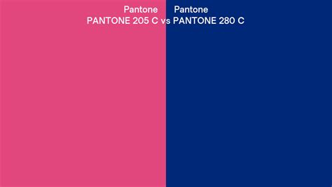 Pantone 205 C Vs Pantone 280 C Side By Side Comparison