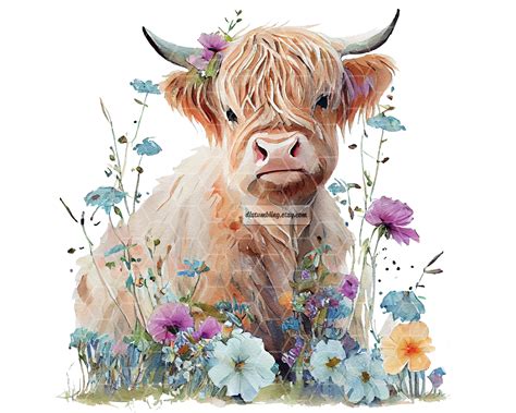 Floral Highland Cow Sublimation Png Country Western Funny Etsy Uk