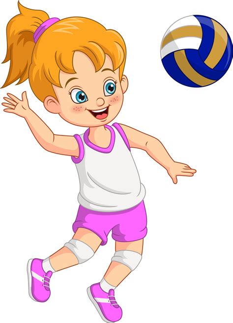 Jugador De Voleibol Rosa De Ni A Linda De Dibujos Animados