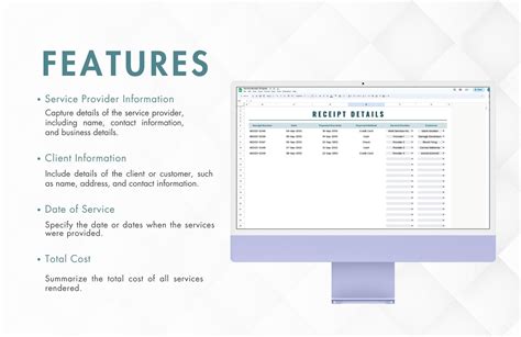 Service Receipt Template in Excel, Google Sheets - Download | Template.net