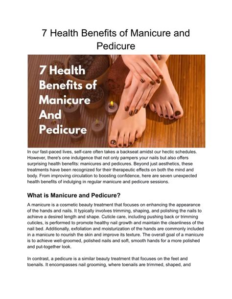 Ppt 7 Health Benefits Of Manicure And Pedicure Powerpoint