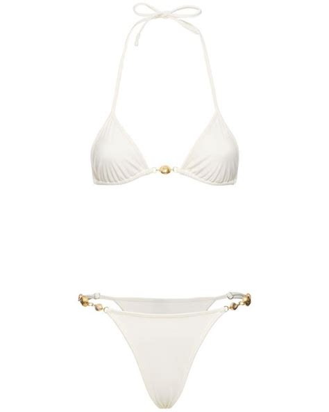 Reina Olga Splash Triangle Bikini Set In White Lyst