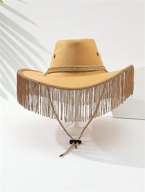 Boho Pc Women S Fringe Western Cowboy Hat Outdoor Sun Protection