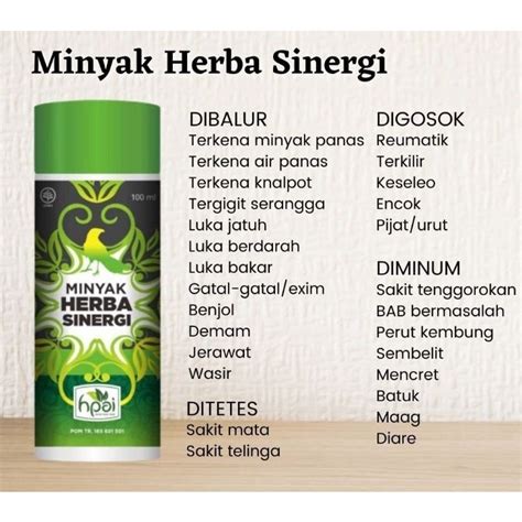 Jual Minyak Herba Sinergi Hni Hpai Ml Minyak But But Asli Mhs