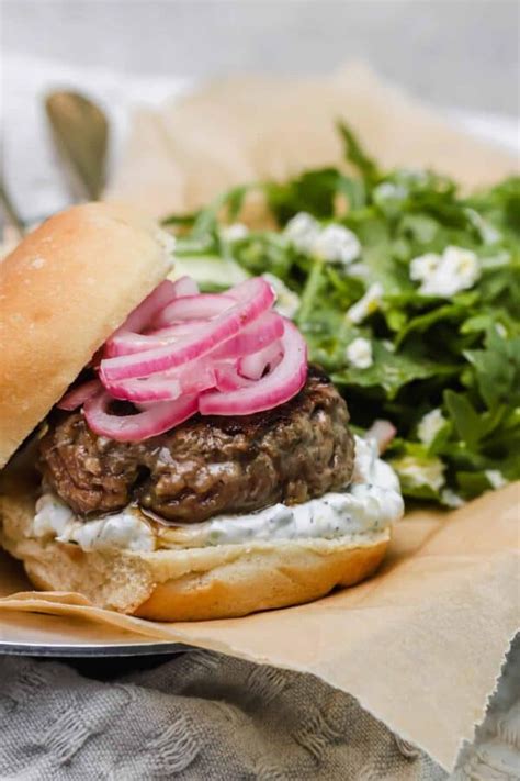 Juicy Lamb Burgers with Herbed Yogurt Sauce - Well Seasoned Studio