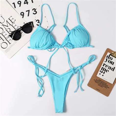 Sexy Brasileño Micro Bikini Mujer String Traje De Baño Mujer Tanga