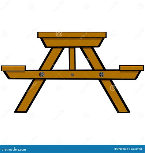 Table With Picnic Benches In Dark Brown Color Vector Illustration | CartoonDealer.com #272473082