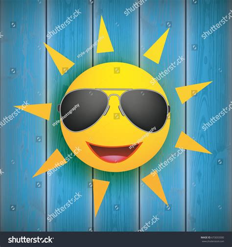 Funny Sun Face Sunglasses On Blue Stock Vector (Royalty Free) 673033300