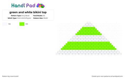 Green And White Bikini Top Pony Bead Pattern Kandi Pad Kandi Patterns Fuse Bead Patterns